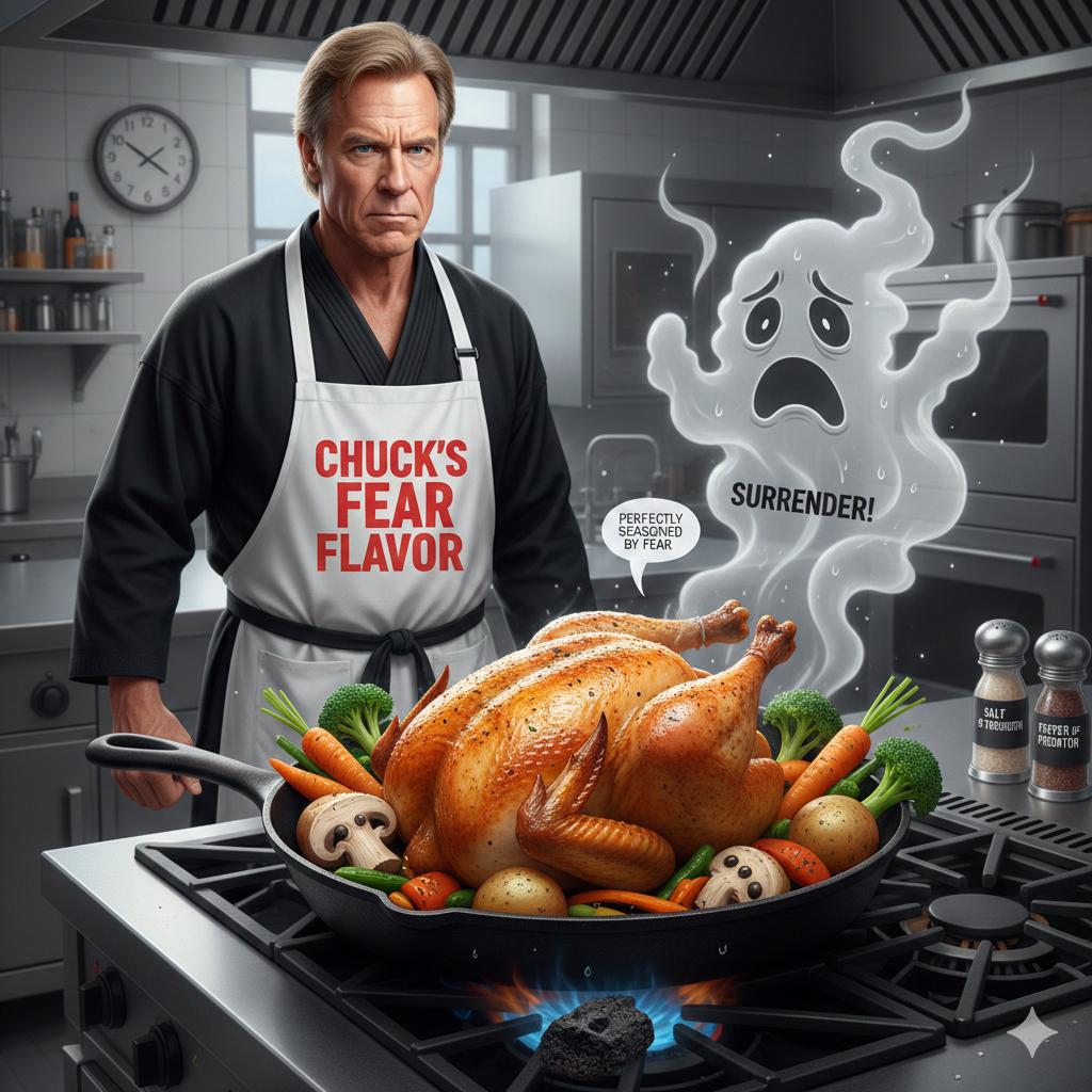 Chuck Norris playful grin