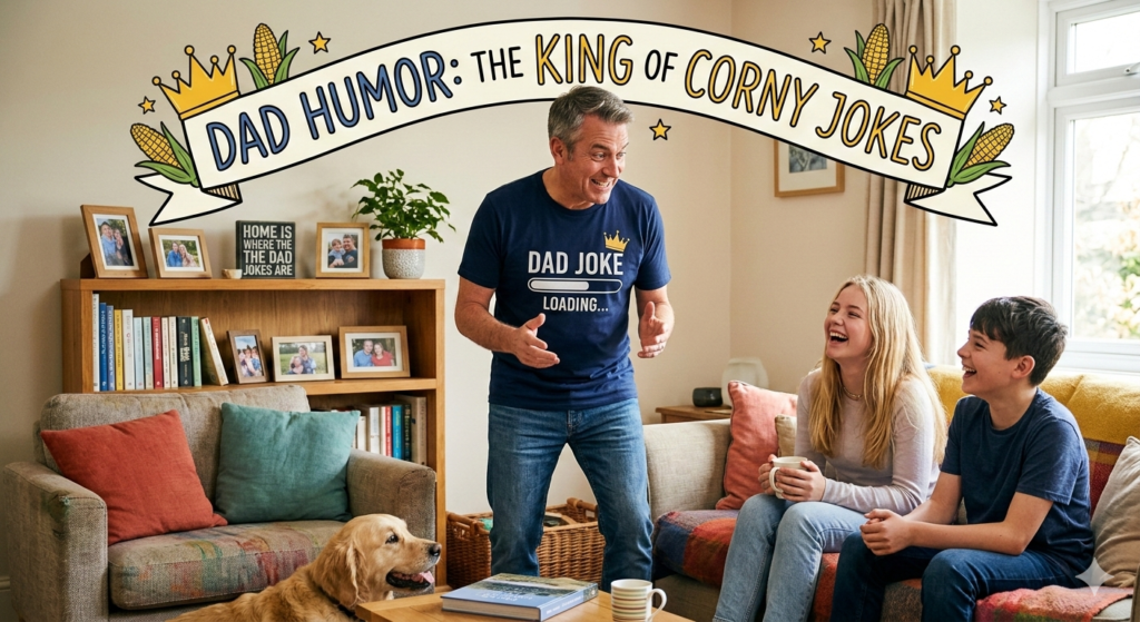 illustration of Dad Jokes with cheesy pun humor